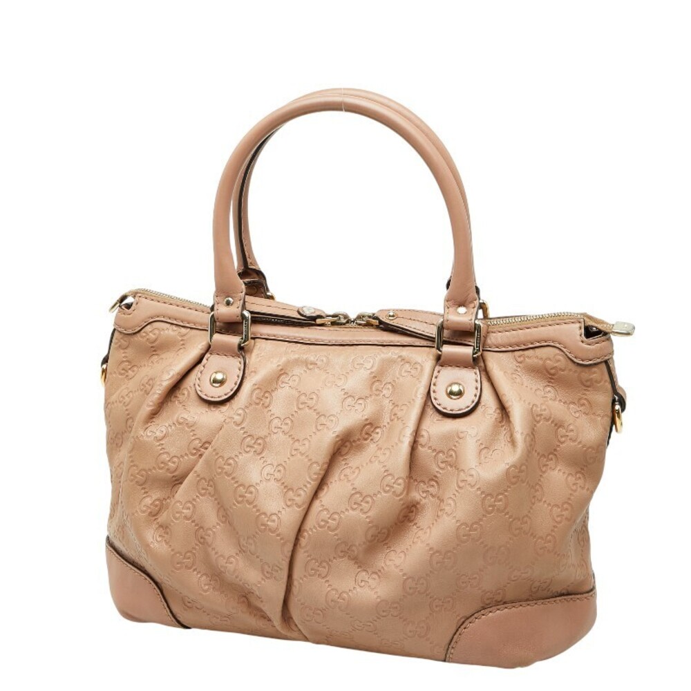 Gucci Pink Leather Bag Handbag Tan Canvas ssima Beige Sukey Shoulder